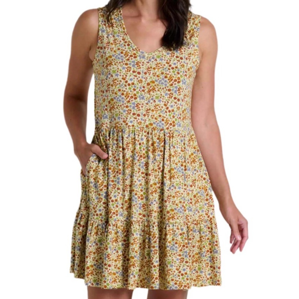 Toad&Co Yellow Floral Sleeveless Mini Dress